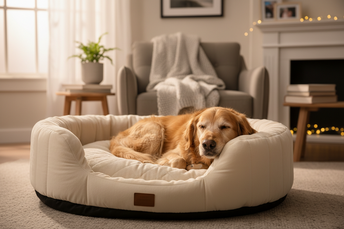 Panier orthopédique confortable pour chien âgé